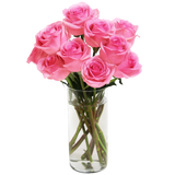 Bouquet of Long Stemmed Roses (Dozen) - With Vase