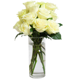 Bouquet of Long Stemmed Roses (Dozen) - With Vase